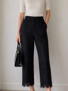 J. Crew Black Lace Cropped Ankle Pants